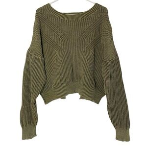 Shadow & Sky Oversized Sweater Womens Size Medium Army Green Open Back Cotton